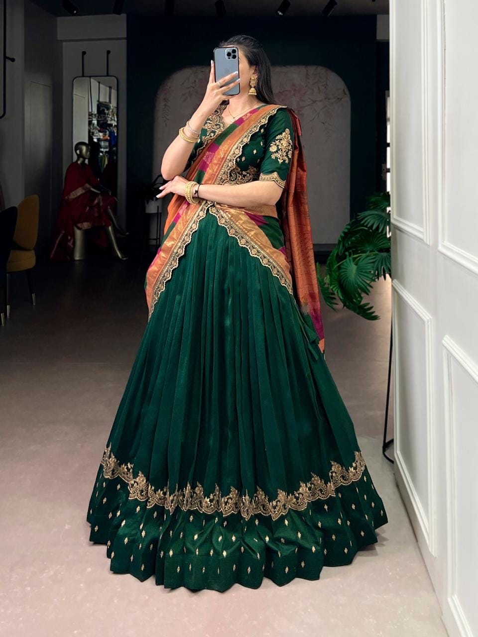 Vachitra Silk Sequence Thread Embroidery Work Designer Lehenga Choli Set