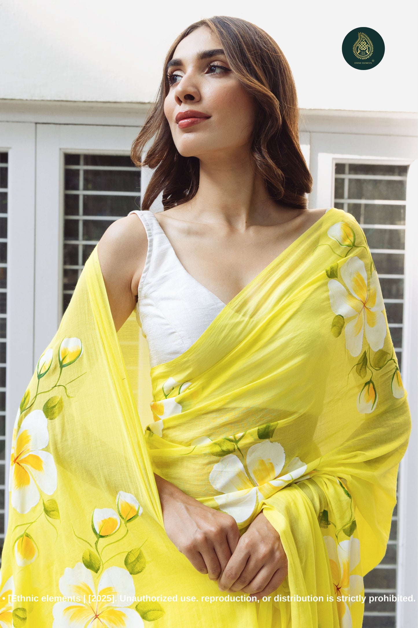 Lemonade Chitramay Hand Painted Mul Cotton Saree