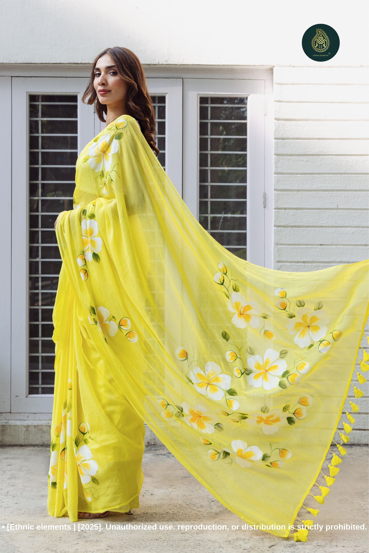 Lemonade Chitramay Hand Painted Mul Cotton Saree