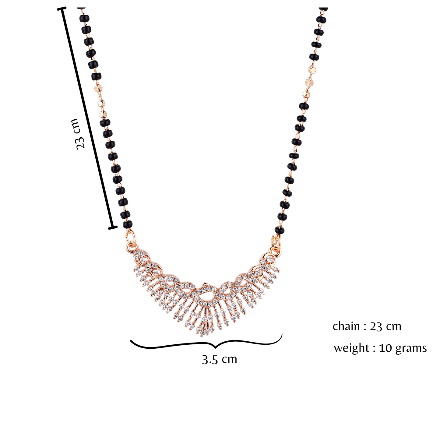 Rose Gold Plated Mangalsutra with Black Beads For Women
