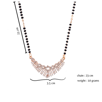 Rose Gold Plated Mangalsutra with Black Beads For Women