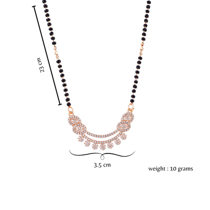 Rose Gold Plated Mangalsutra with Black Beads for Women