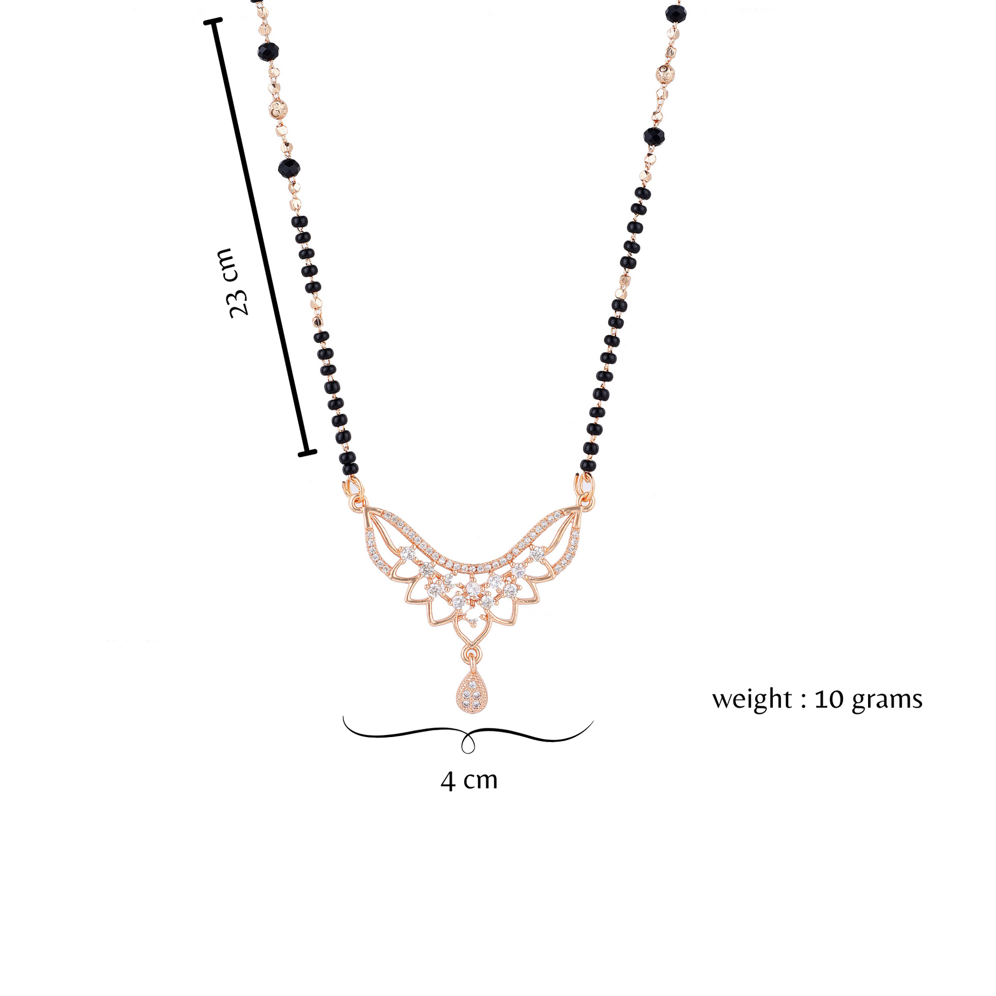 Rose Gold PlatedMangalsutra with Black Beads