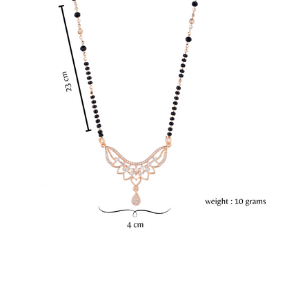 Rose Gold PlatedMangalsutra with Black Beads