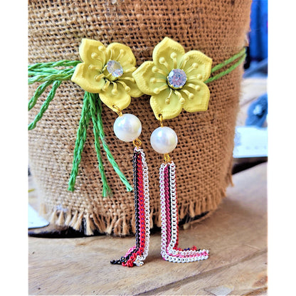 Flower & Chain Dangle Earring Earrings casuals Ear Rings Earrings Trincket Jewellry Jewelry Jewellery