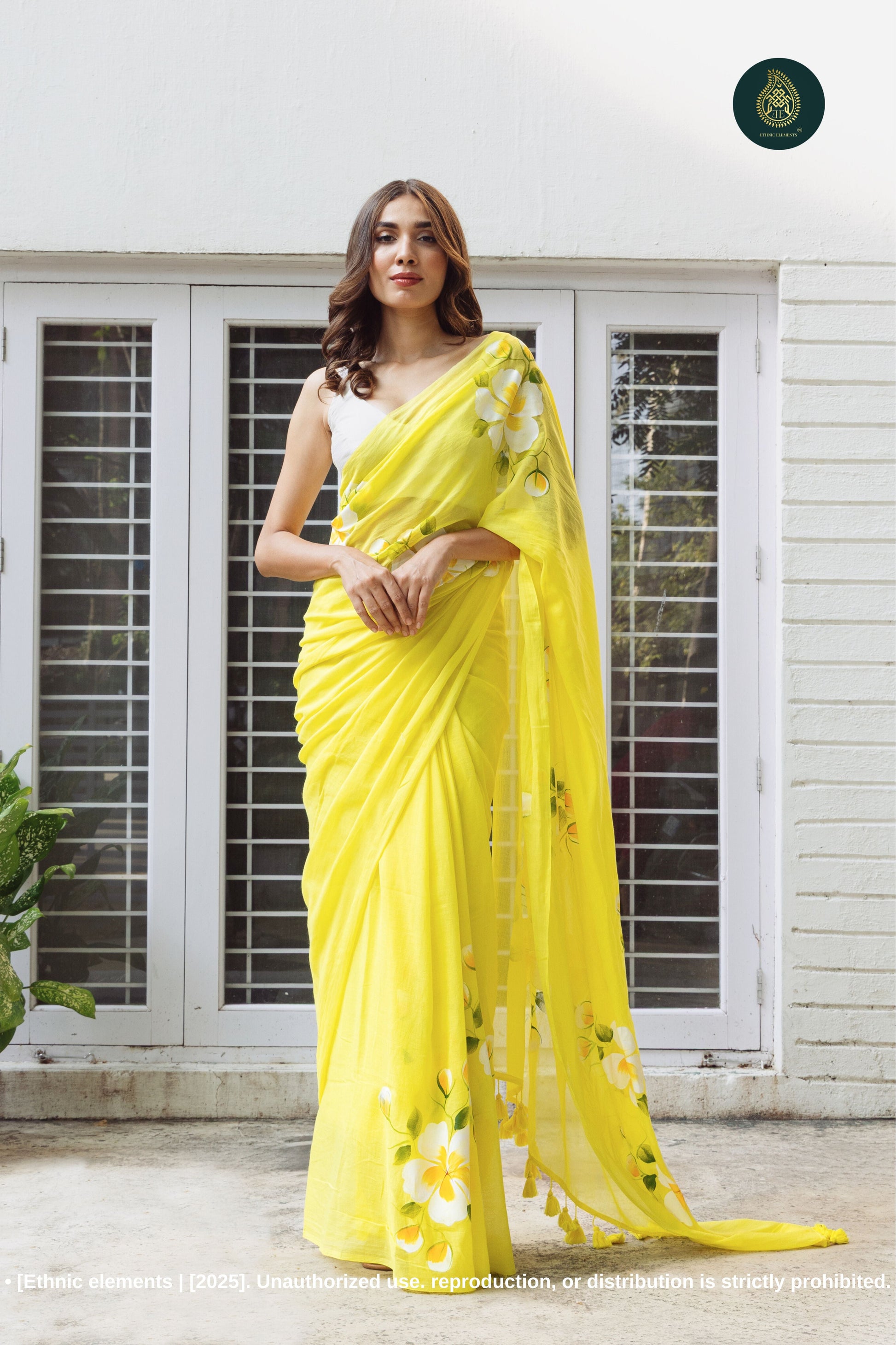 Lemonade Chitramay Hand Painted Mul Cotton Saree