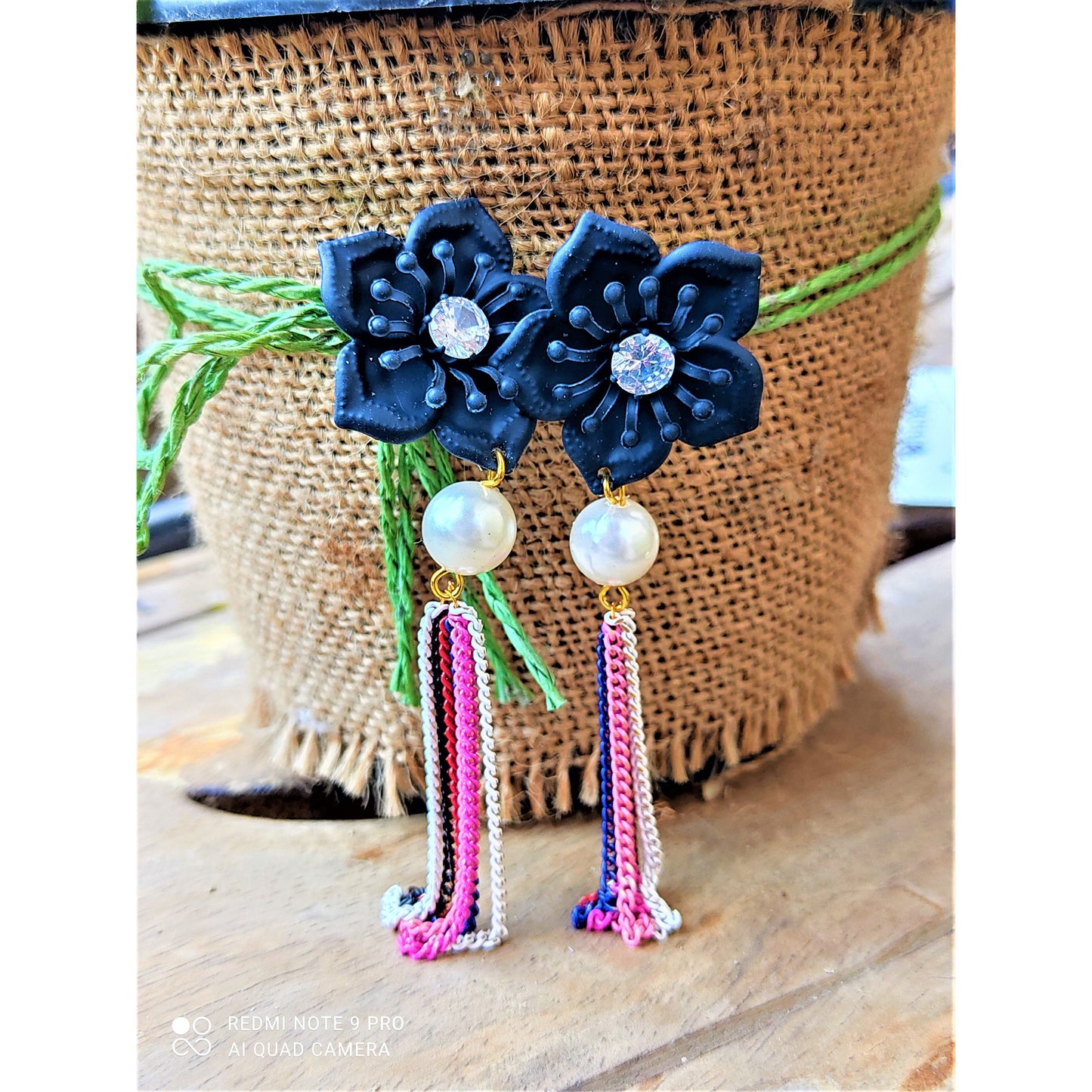 Flower & Chain Dangle Earring Earrings casuals Ear Rings Earrings Trincket Jewellry Jewelry Jewellery