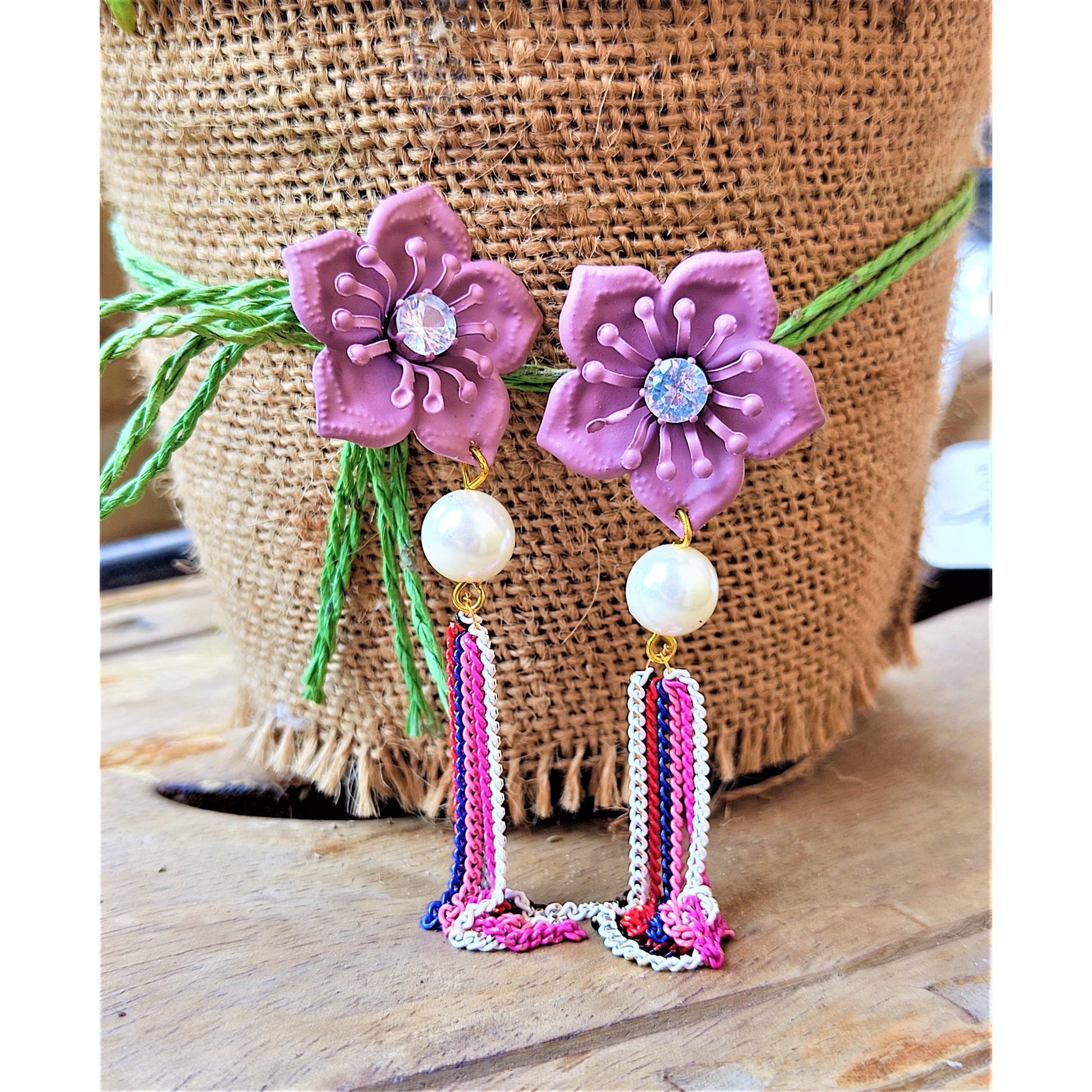 Flower & Chain Dangle Earring Earrings casuals Ear Rings Earrings Trincket Jewellry Jewelry Jewellery