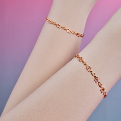 Romantic Heart Rose Gold-Plated 925 Sterling Silver Anklet