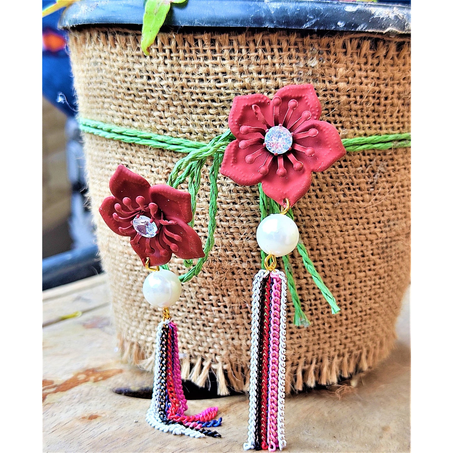 Flower & Chain Dangle Earring Earrings casuals Ear Rings Earrings Trincket Jewellry Jewelry Jewellery