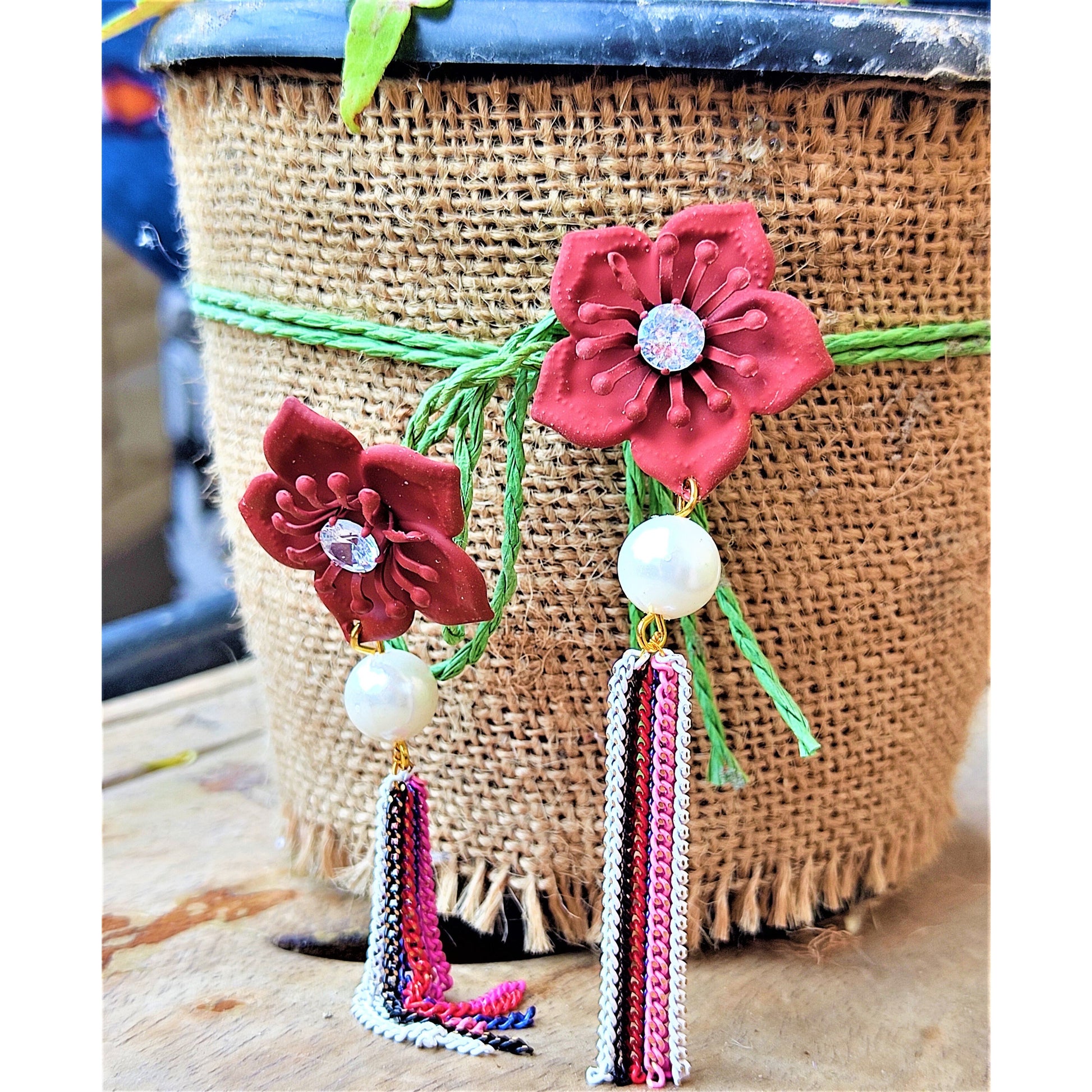 Flower & Chain Dangle Earring Earrings casuals Ear Rings Earrings Trincket Jewellry Jewelry Jewellery