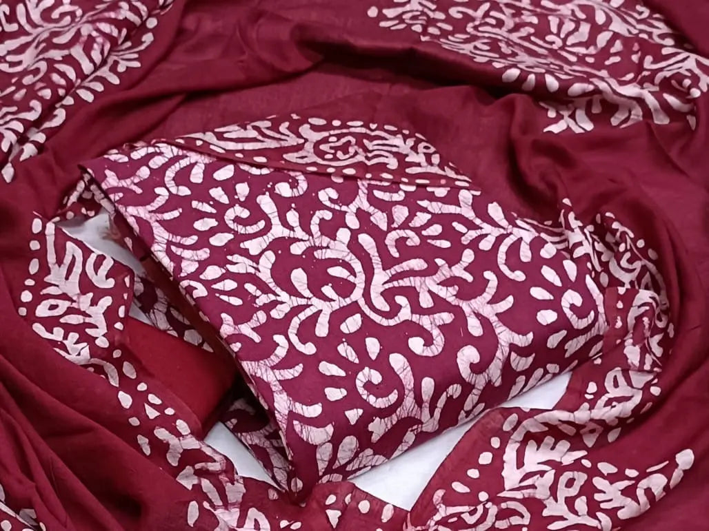 Cotton Hand Blocked Wax Batik Dress Material (Unstitched) - Premium  from Ethenika.com - Just INR 1290! Shop now at Ethenika.com 