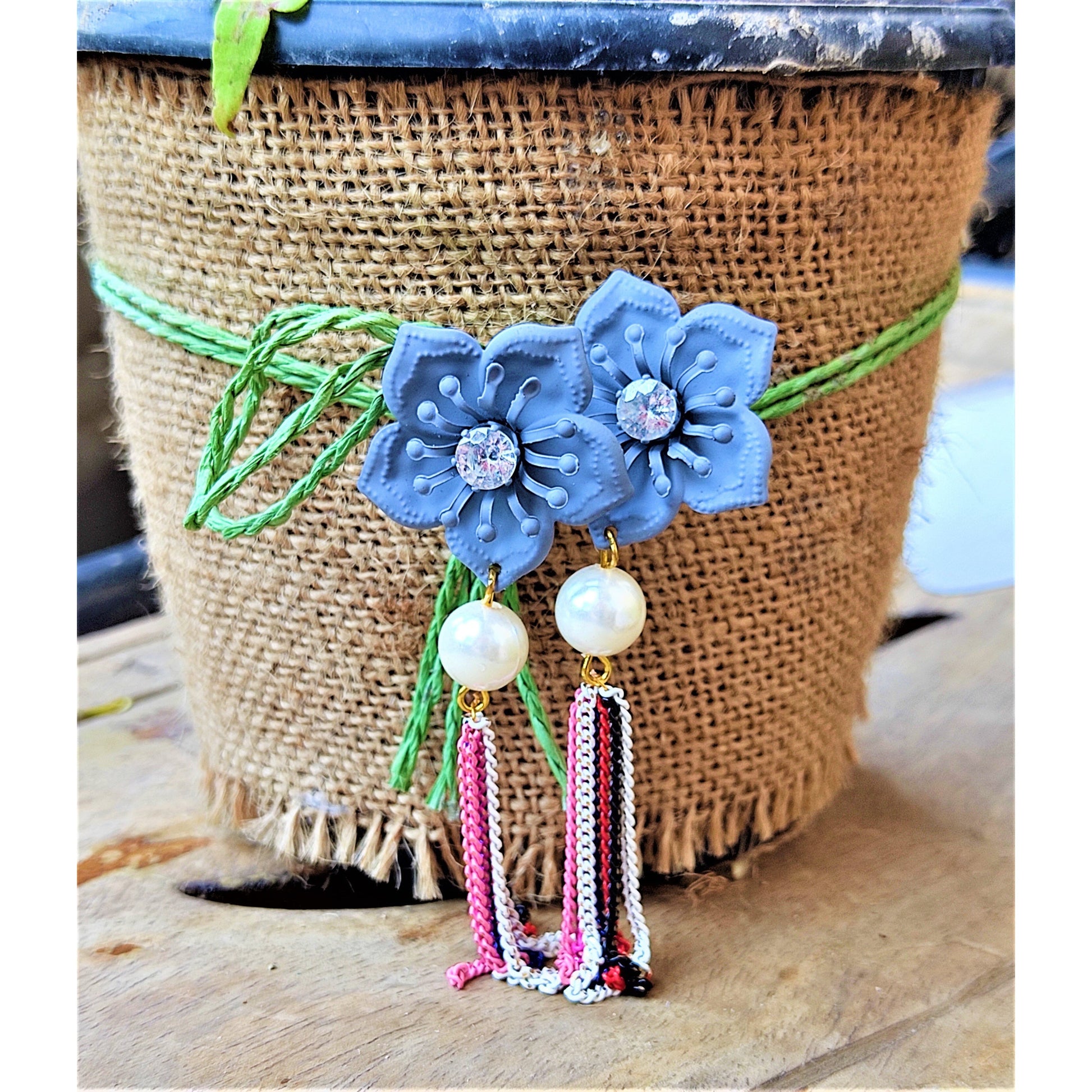 Flower & Chain Dangle Earring Earrings casuals Ear Rings Earrings Trincket Jewellry Jewelry Jewellery