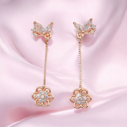 Elegant Rose Gold Floral DropEarrings  For Girls And Women