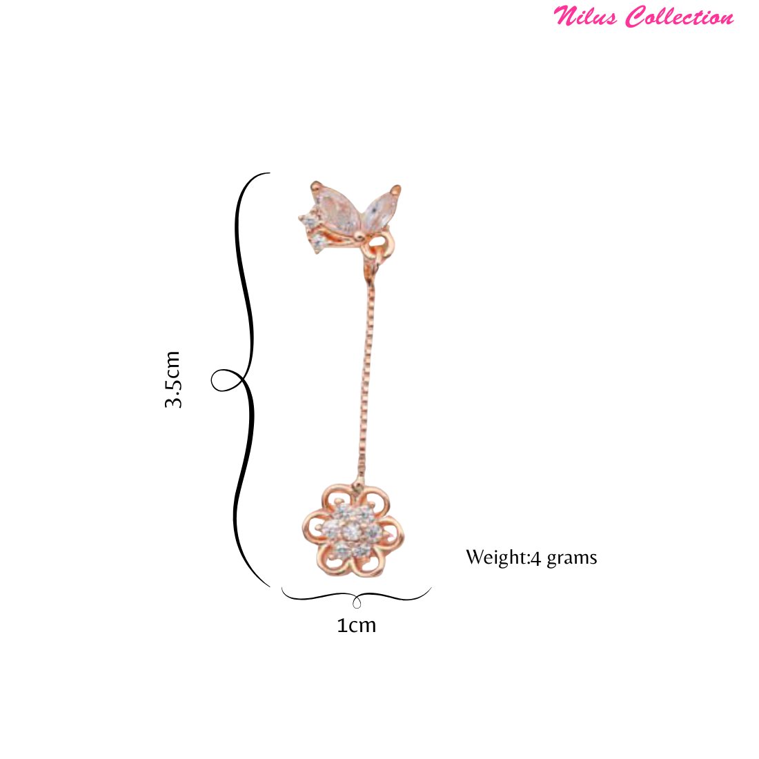 Elegant Rose Gold Floral DropEarrings  For Girls And Women