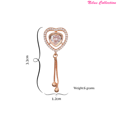 Rose Gold Plated Heart Drops Capture Earrings For Girls and Women