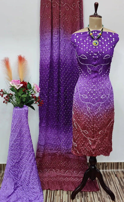 Ghazi Silk Barik Bandhej Kutch Bandhani Dress Material - Premium  from Ethenika.com - Just INR 4990! Shop now at Ethenika.com 