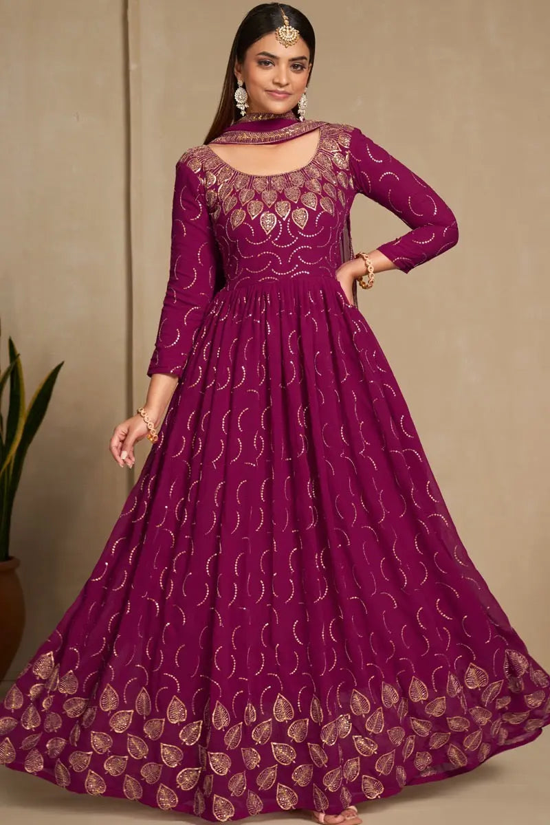 Faux Georgette Sequence Zari Embroidery Work Flair Kurti Dupatta set - Premium  from Ethenika.com - Just INR 4990! Shop now at Ethenika.com 