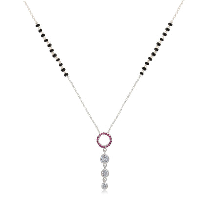 Silver 92.5 Pink Zircon Dangling Mangalsutra
