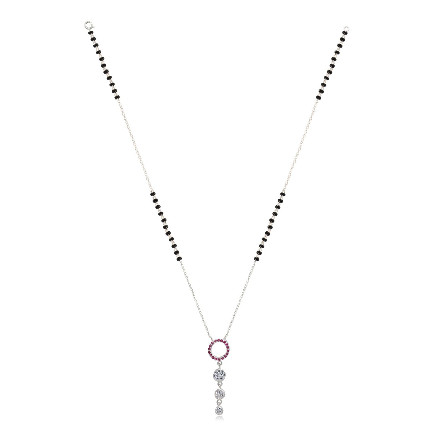 Silver 92.5 Pink Zircon Dangling Mangalsutra