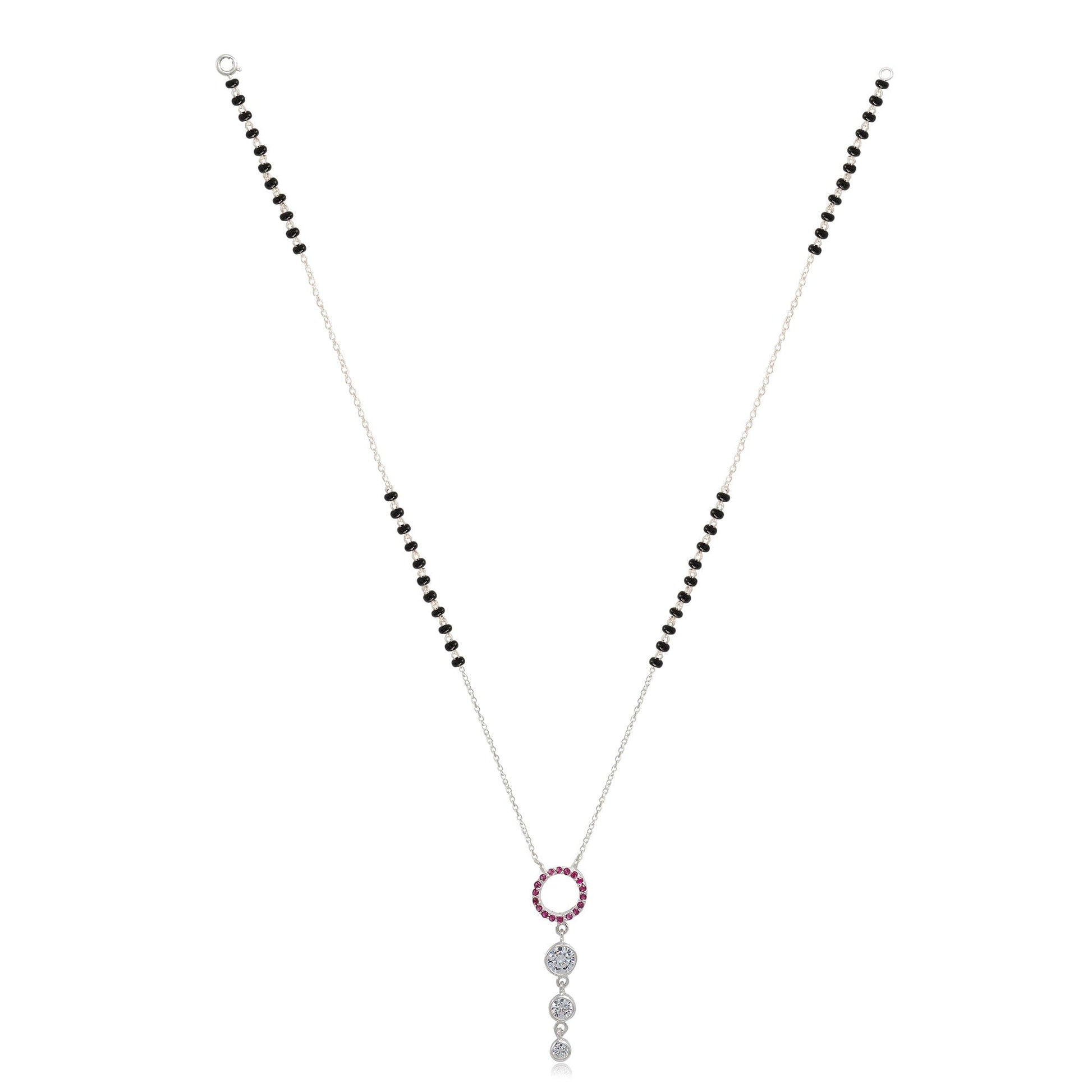 Silver 92.5 Pink Zircon Dangling Mangalsutra