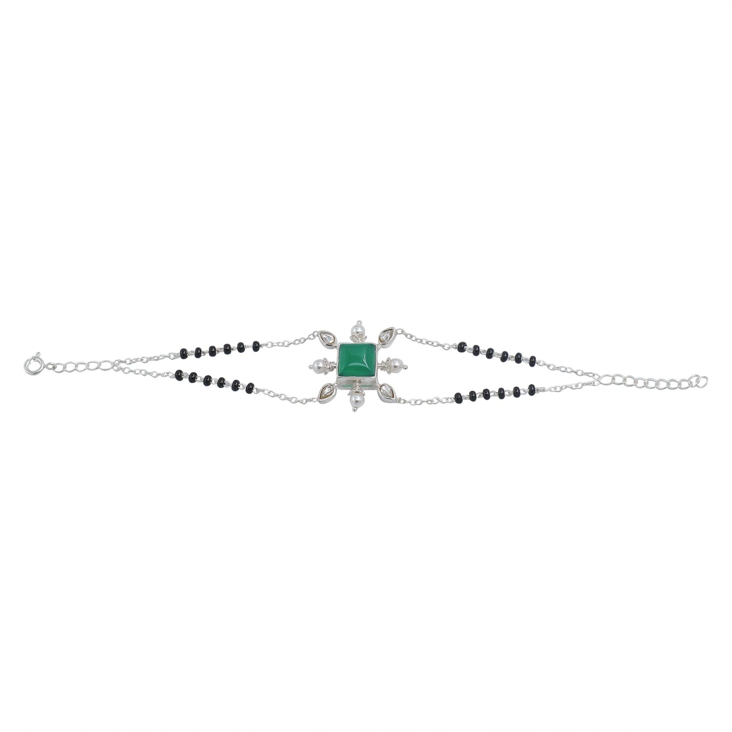Yagna Silver 92.5 Green Onyx Mangalsutra Bracelet
