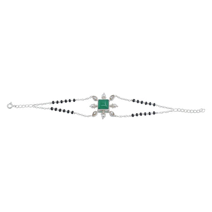 Yagna Silver 92.5 Green Onyx Mangalsutra Bracelet