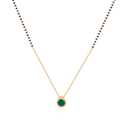 Silver 92.5 Green Mangalsutra Necklace
