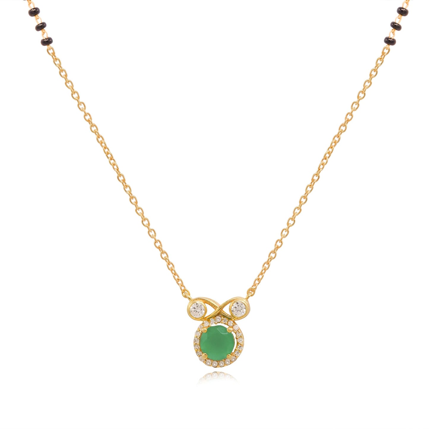 Infinity Silver 92.5 Green Mangalsutra Necklace