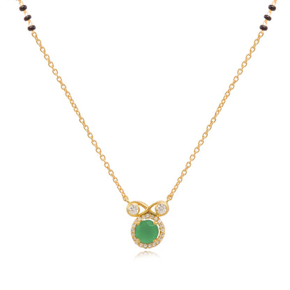 Infinity Silver 92.5 Green Mangalsutra Necklace