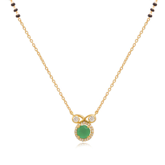 Infinity Silver 92.5 Green Mangalsutra Necklace