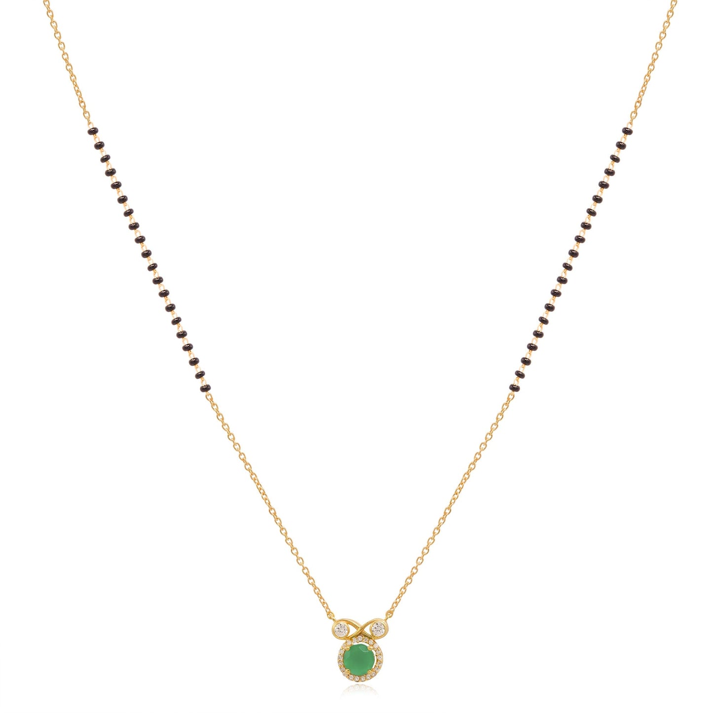 Infinity Silver 92.5 Green Mangalsutra Necklace