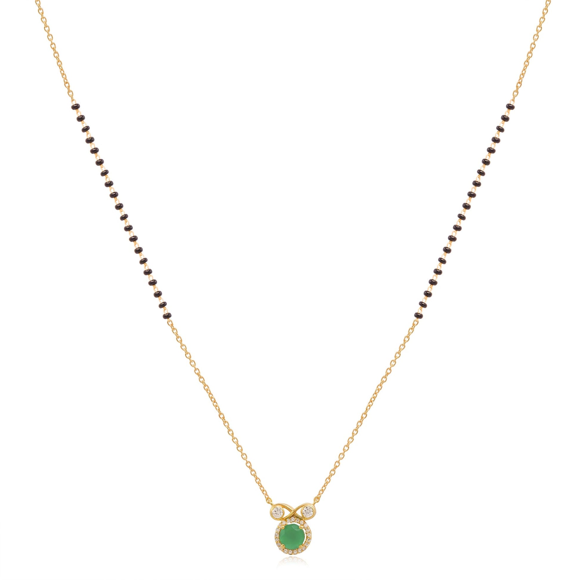 Infinity Silver 92.5 Green Mangalsutra Necklace