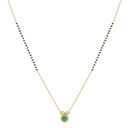 Infinity Silver 92.5 Green Mangalsutra Necklace