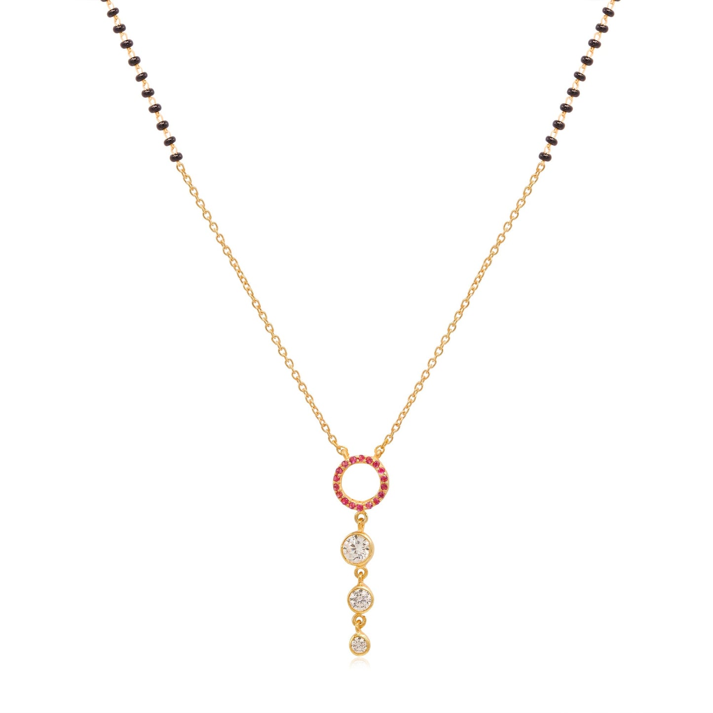 Silver 92.5 Pink Zircon Dangling Mangalsutra