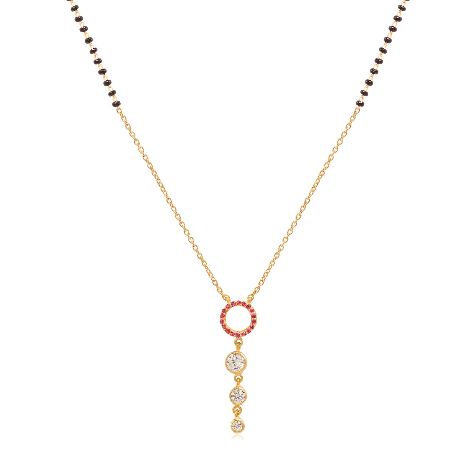 Silver 92.5 Pink Zircon Dangling Mangalsutra