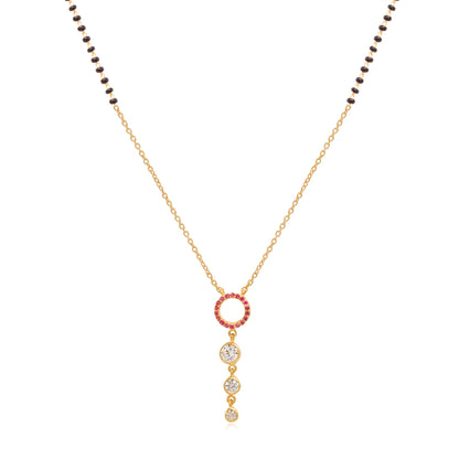 Silver 92.5 Pink Zircon Dangling Mangalsutra