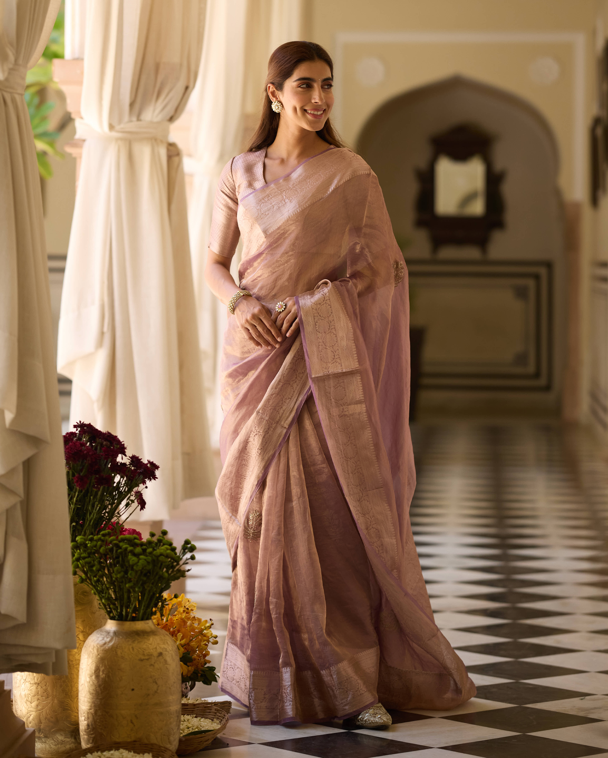 Prabha Purple Handcrafted Tissue Saree