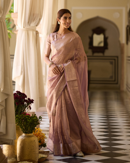Prabha Purple Handcrafted Tissue Saree