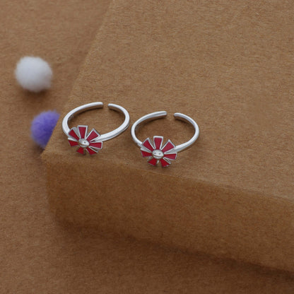 Maroon Flora Adjustable 925 Silver Fancy Toering