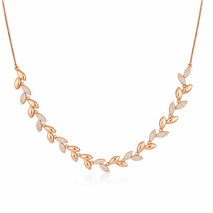 Rose Gold Plated Leaf Design Necklace Set
