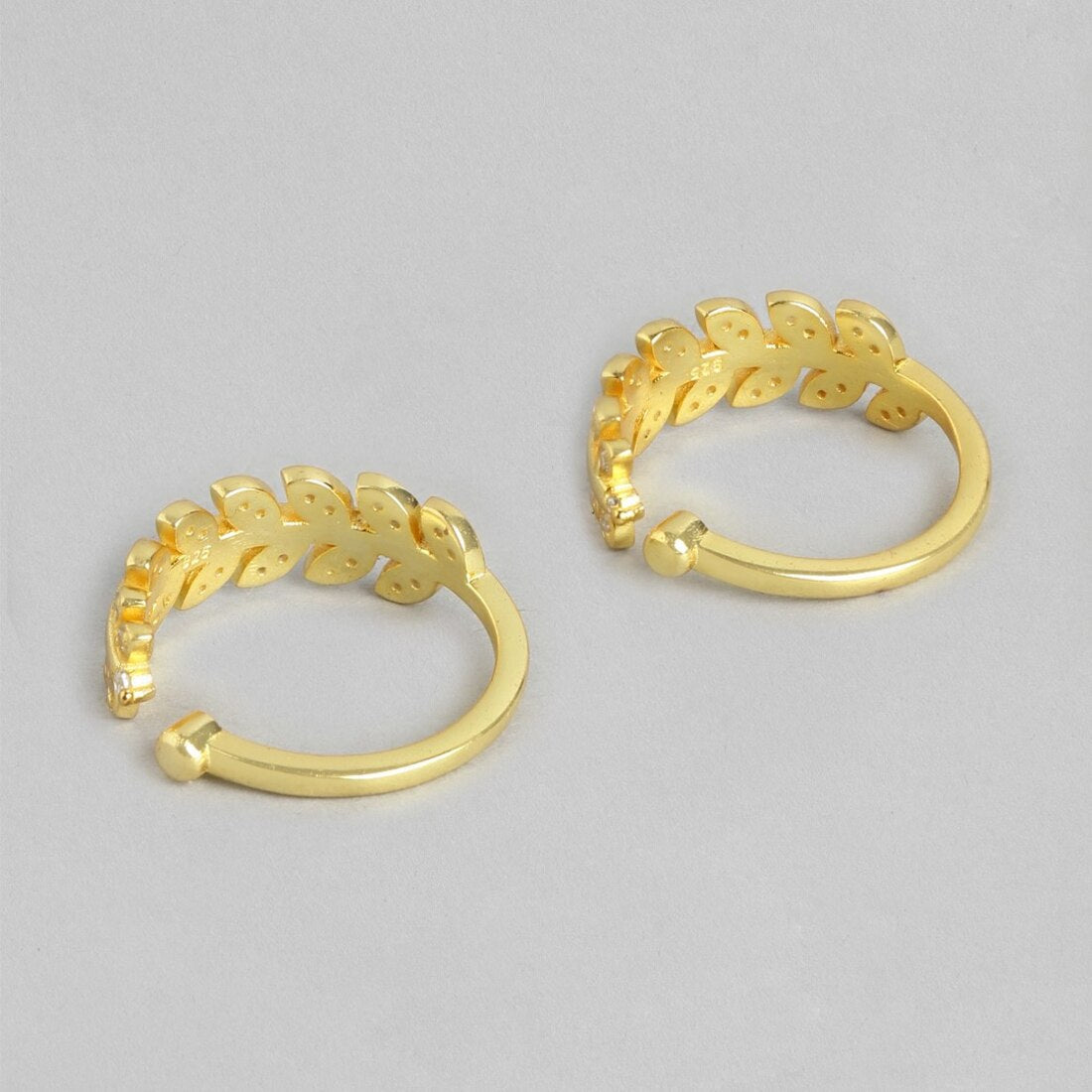 Glamorous Leaf 925 Sterling Silver Gold Plated Toe Ring