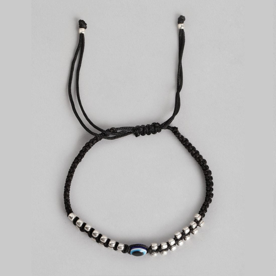Mystic Ward Evil Eye Rhodium Plated 925 Sterling Silver Thread Anklet