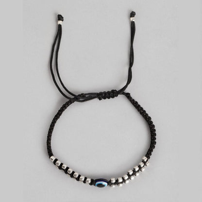 Mystic Ward Evil Eye Rhodium Plated 925 Sterling Silver Thread Anklet
