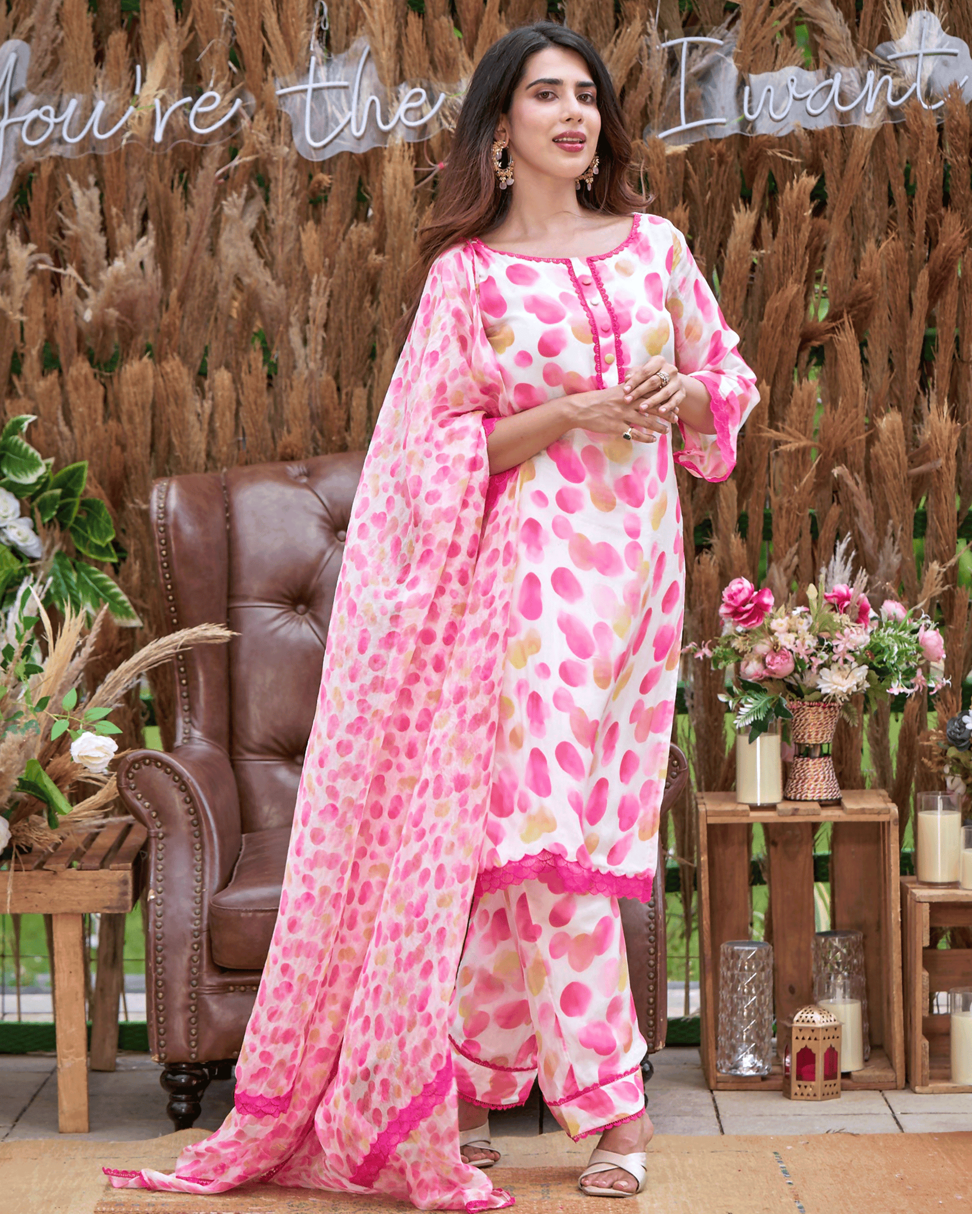 Riddhi White Printed Silk Suit Set