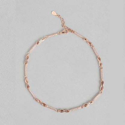 Infinity Cubic Zirconia Rose Gold Plated 925 Sterling Silver Anklet
