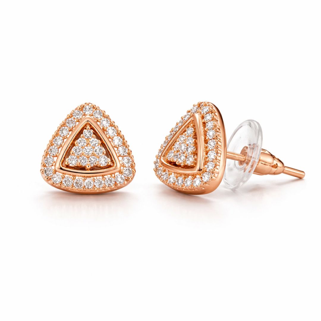 Rose Gold Triangle Stud Earrings