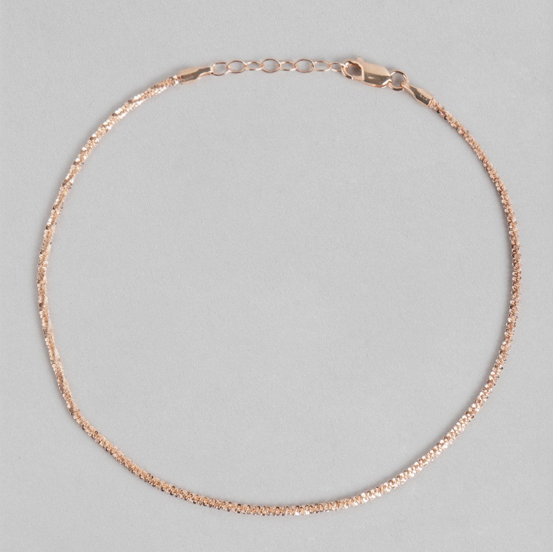 Sparkling Rose Gold Plated 925 Sterling Silver Chain Anklets