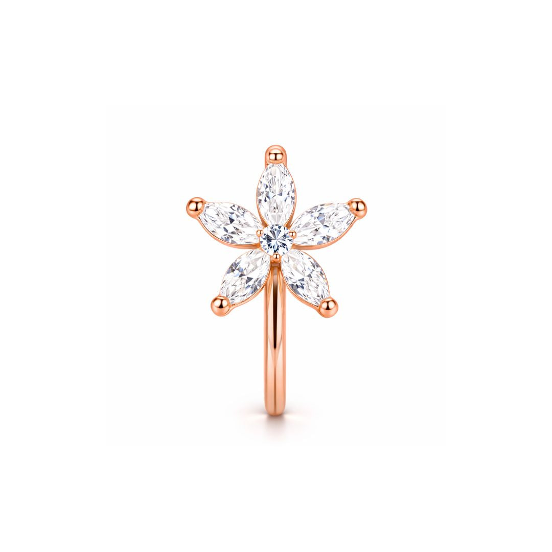 Rose Gold Floral Non Piercing Nose Pin