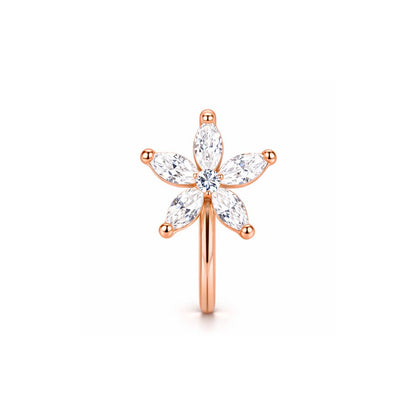 Rose Gold Floral Non Piercing Nose Pin